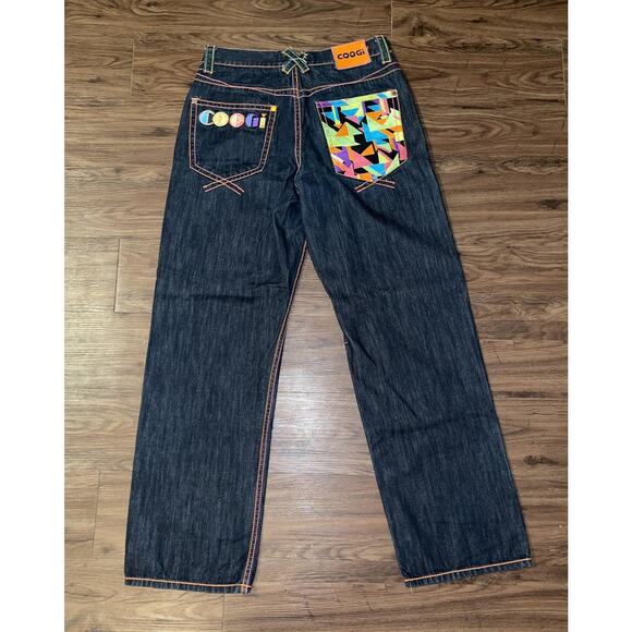 Coogi Jeans Mens 34x34 Multicolor Relaxed Fit Straight Leg Geometric Pockets - Picture 1 of 11
